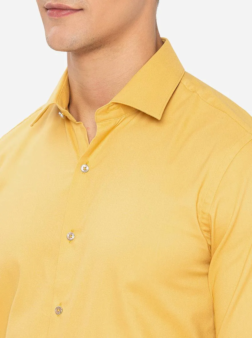 Yellow Solid Slim Fit Party Wear Shirt | JB Studio